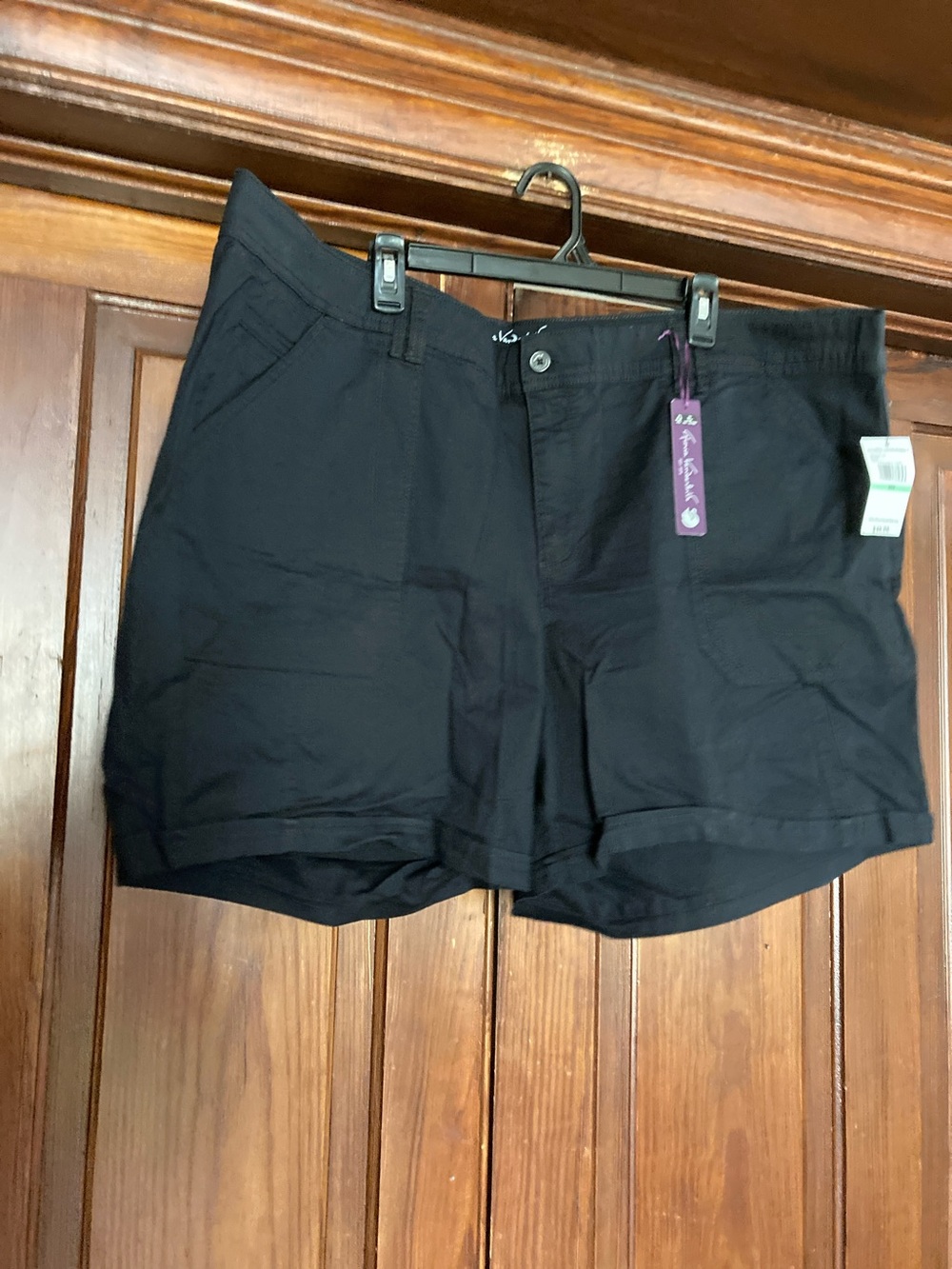 Gloria Vanderbilt New Black Slimming Cotton Blend Women's Cargo Shorts 26W